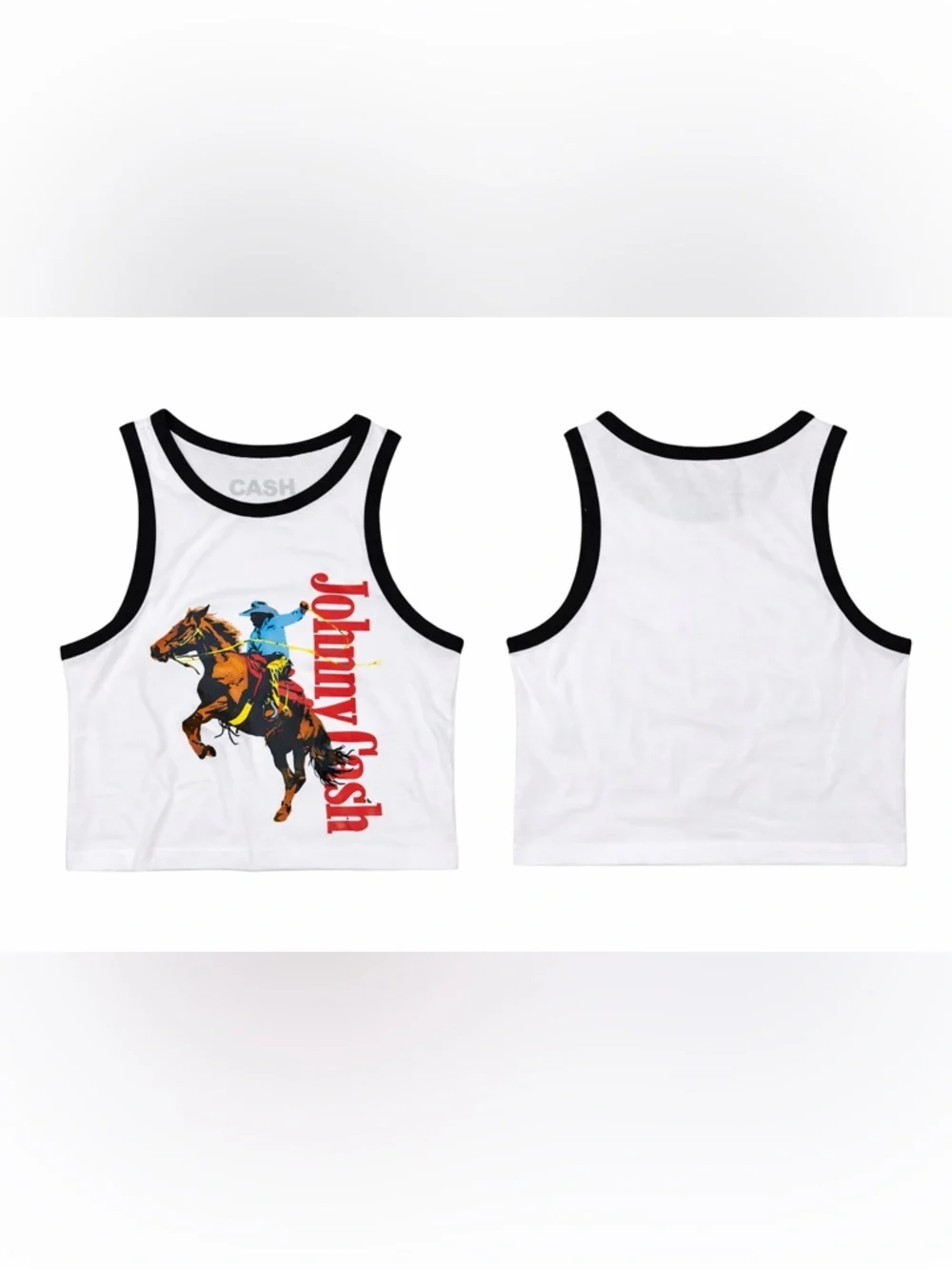 Johnny Cash Graphic Crop Tank Small Western Cowboy Rodeo Top - Picture 2 of 3